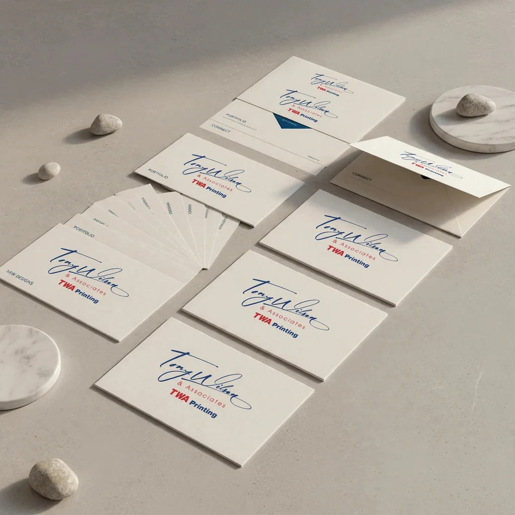 Postcards & self-mailers — fictional-brand sample