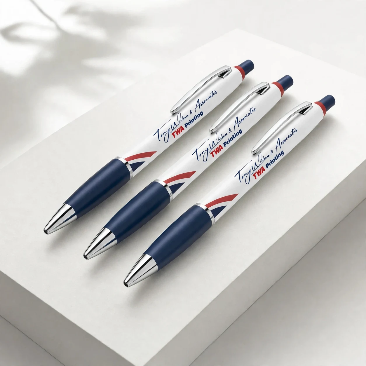 Custom pens — fictional-brand sample