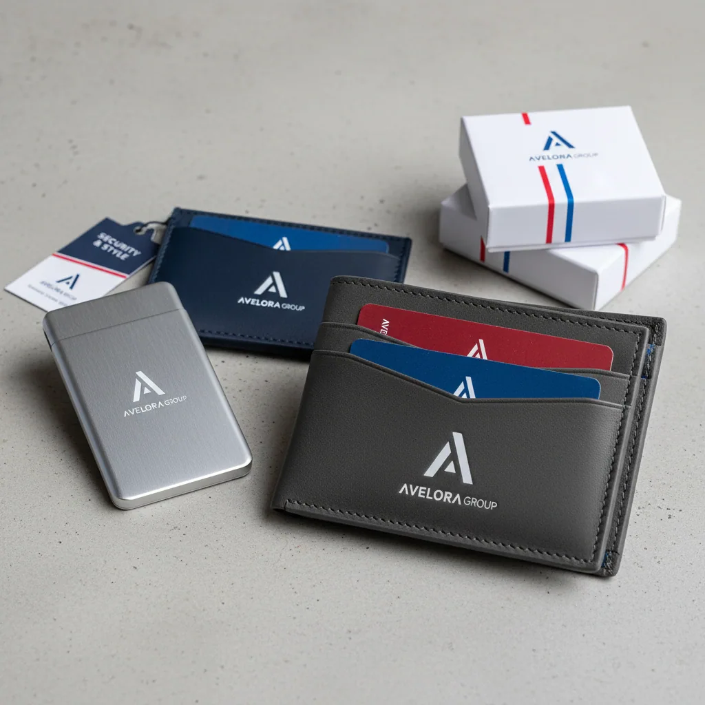 RFID-blocking wallets & card holders — fictional-brand sample