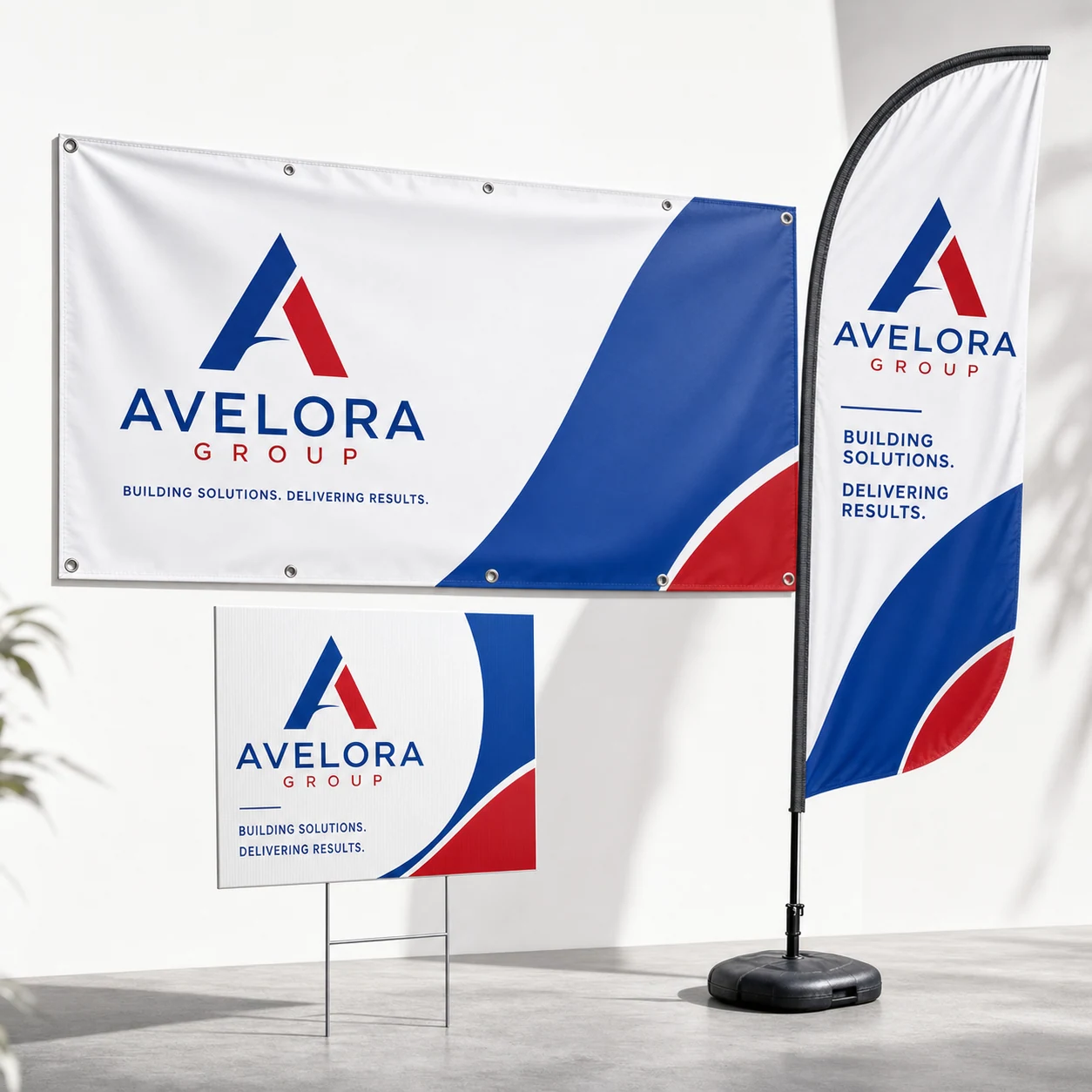 Banners, yard signs & flags — fictional-brand sample