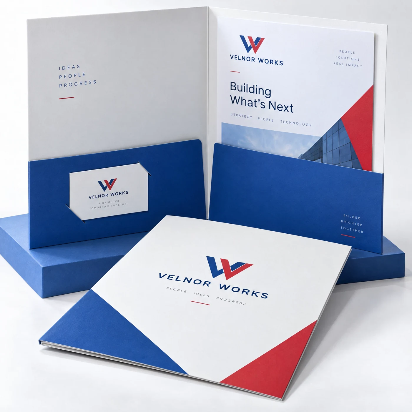Presentation folders — fictional-brand sample