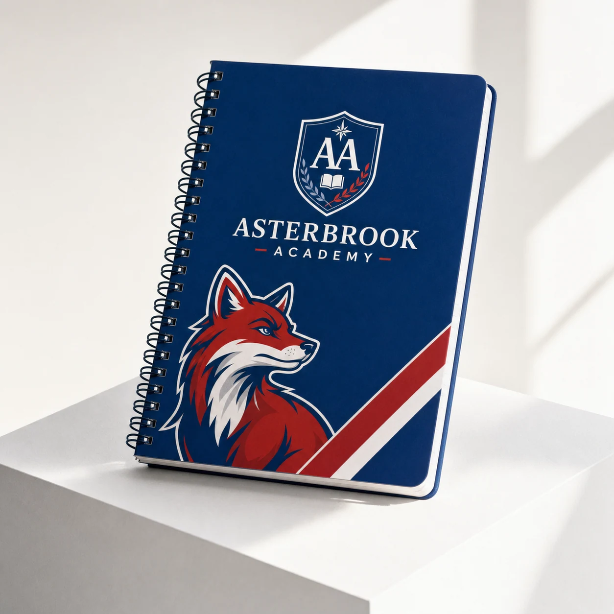 School notebooks — fictional school & mascot sample