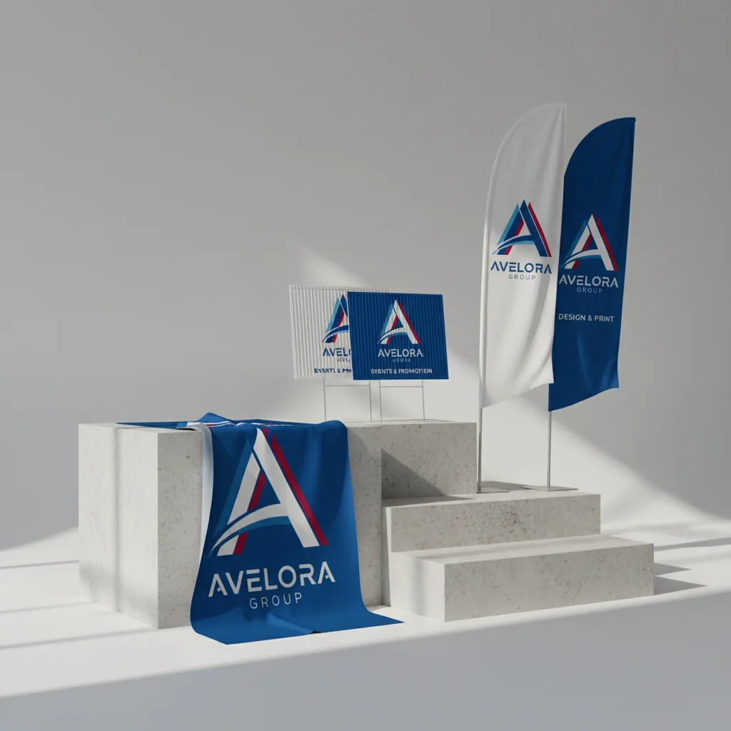 Banners, yard signs & flags — fictional-brand sample