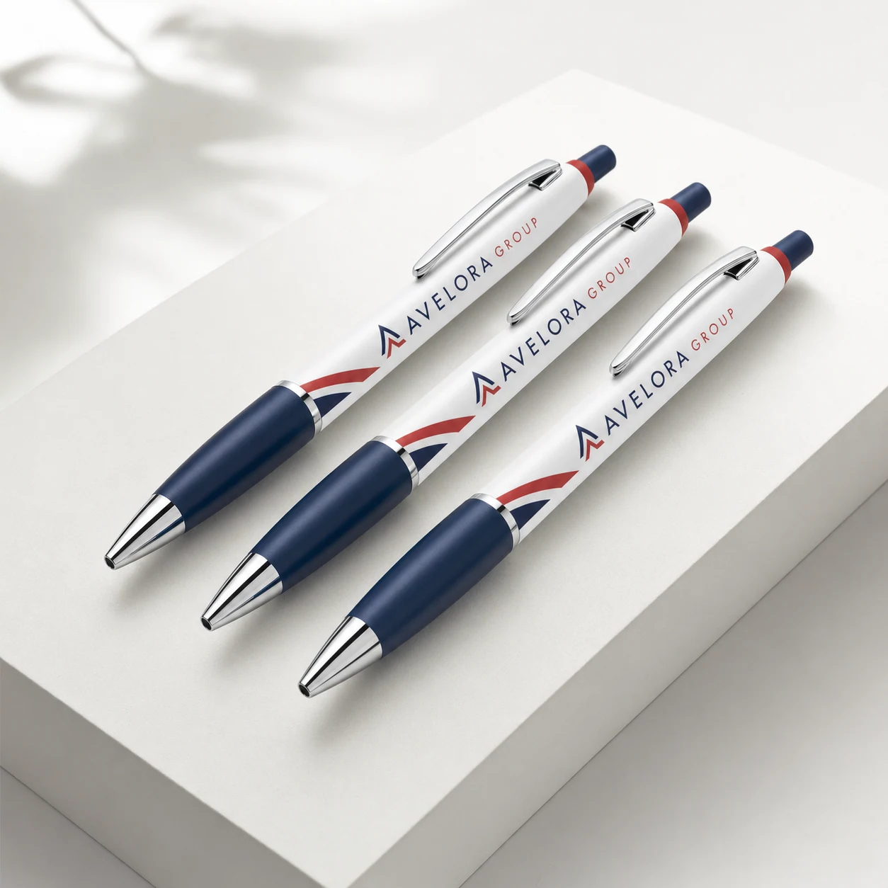 Custom pens — fictional-brand sample