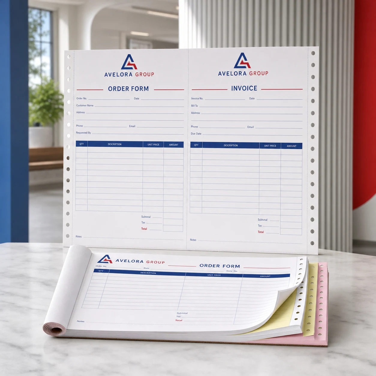 Business forms & NCR forms — fictional-brand sample