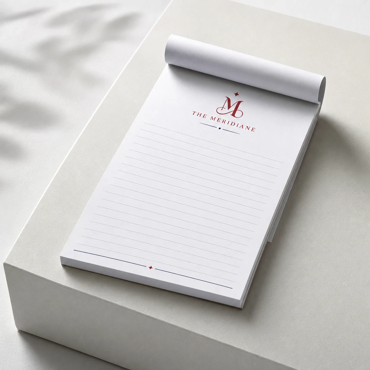 Custom notepads — fictional property sample