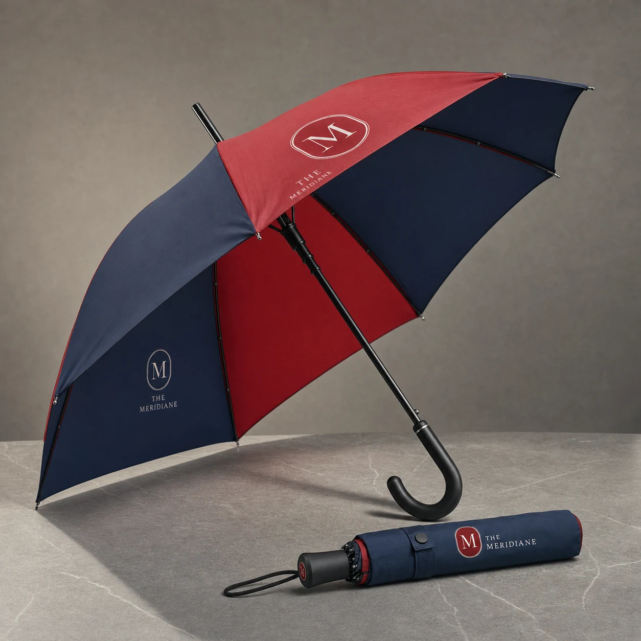 Branded umbrellas — fictional property sample