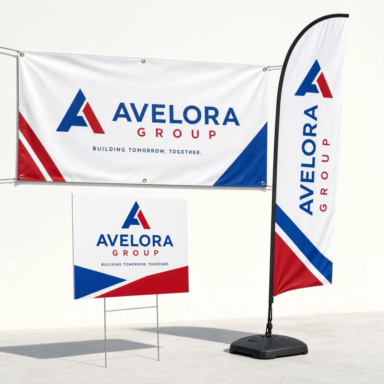 Banners, yard signs & flags — fictional-brand sample