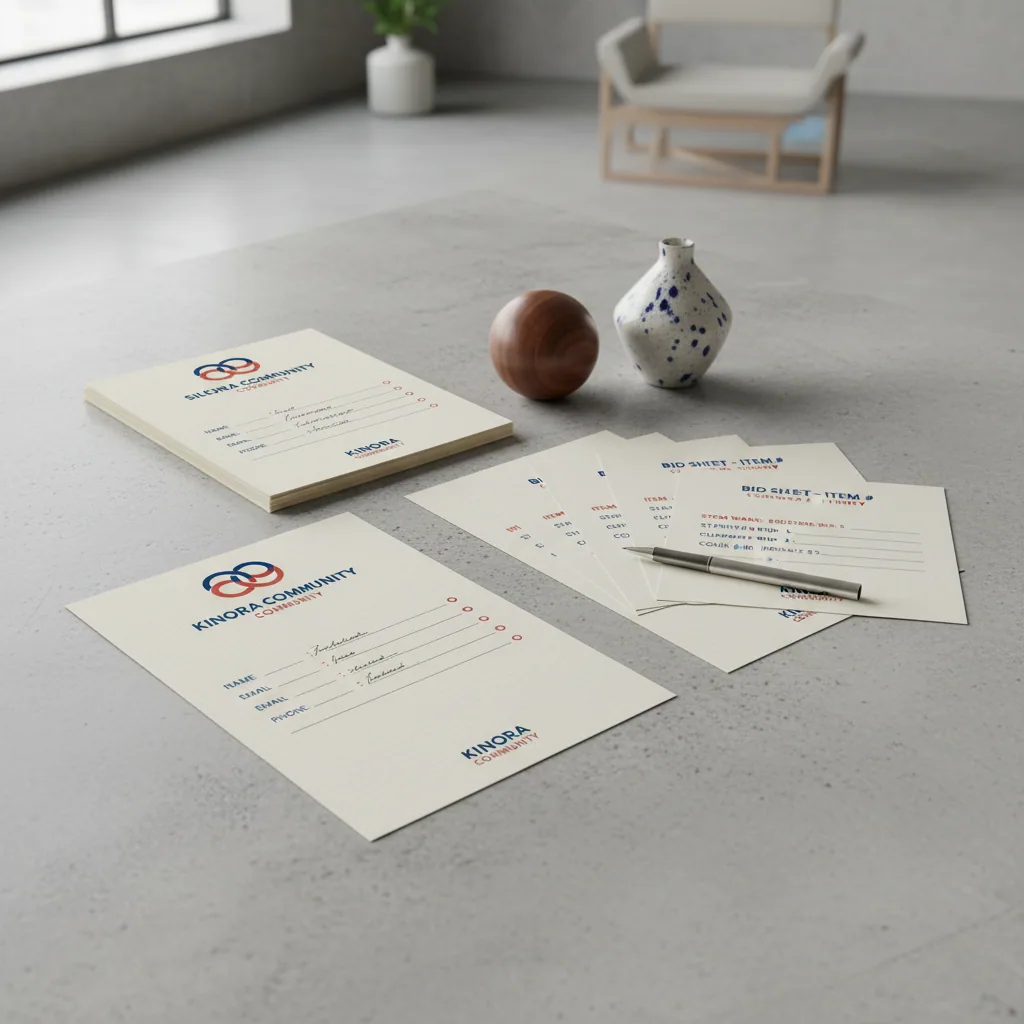 Silent auction sign-up forms & bid sheets — fictional-brand sample