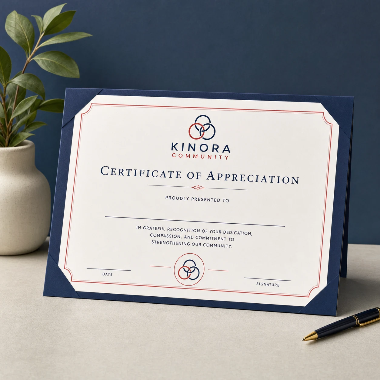 Volunteer certificates — fictional-brand sample