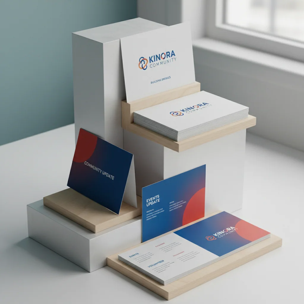 Postcards & self-mailers — fictional-brand sample