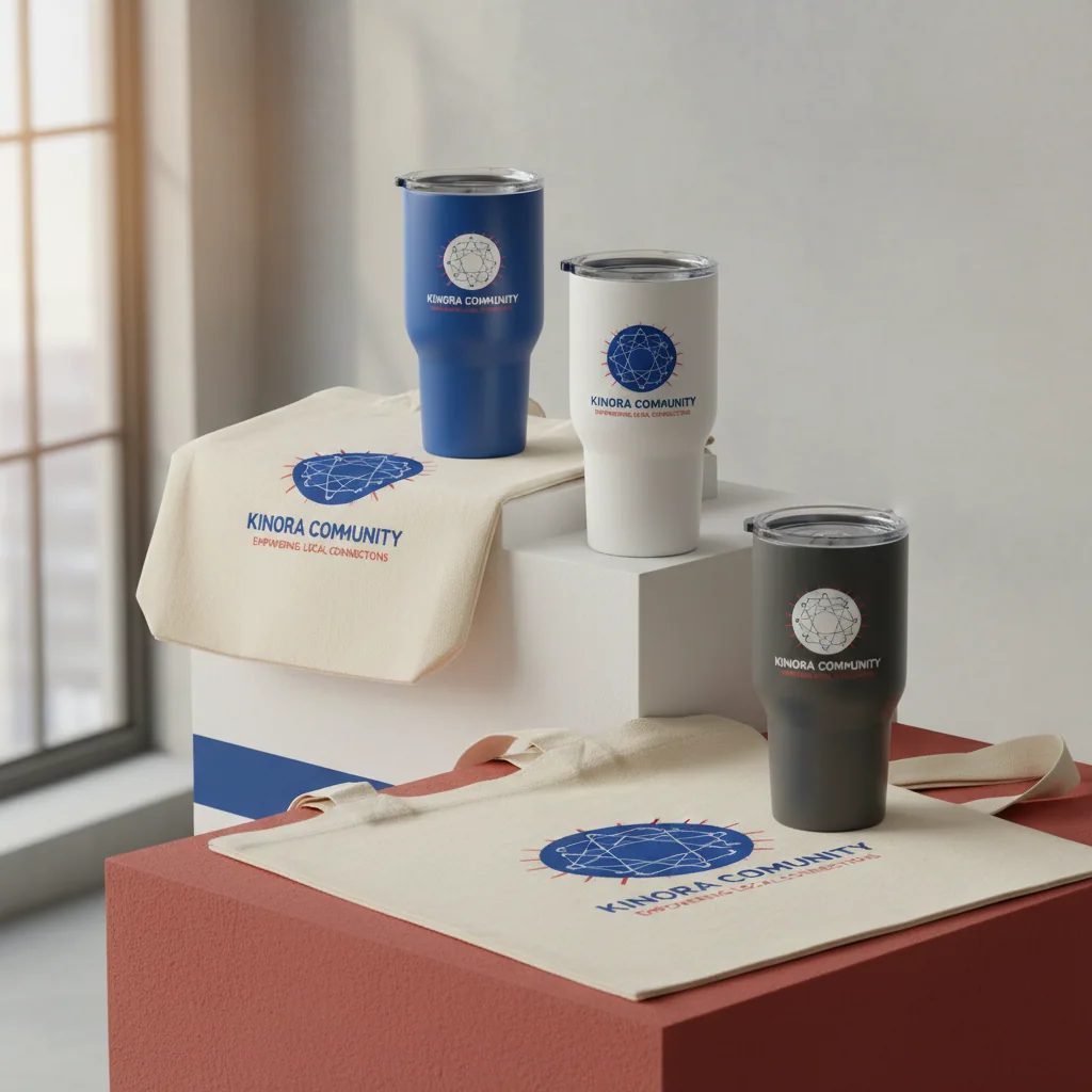 Drinkware & tote bags — fictional-brand sample