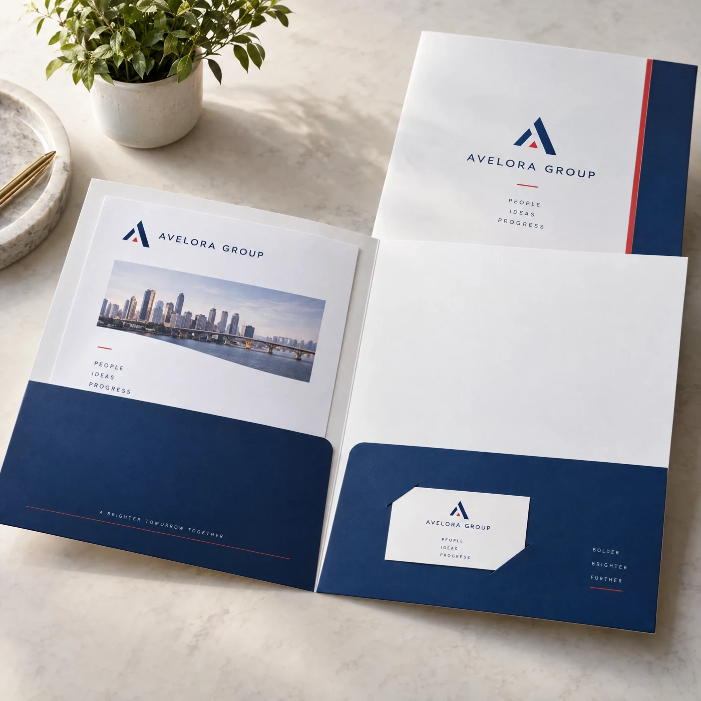 Presentation folders — fictional-brand sample