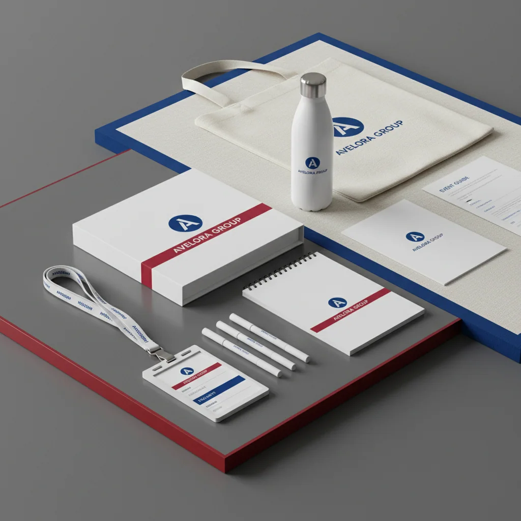 Branded event kits — fictional-brand sample