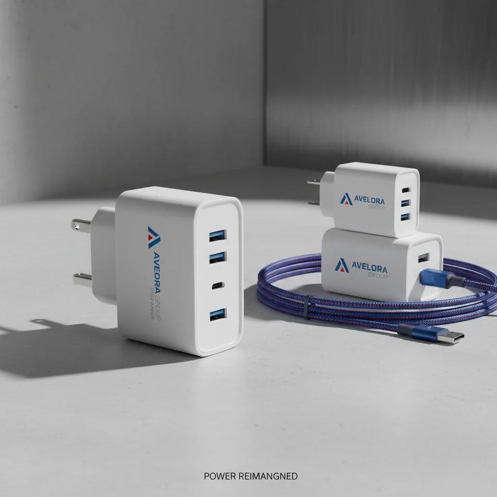Multi-port GaN wall chargers — fictional-brand sample